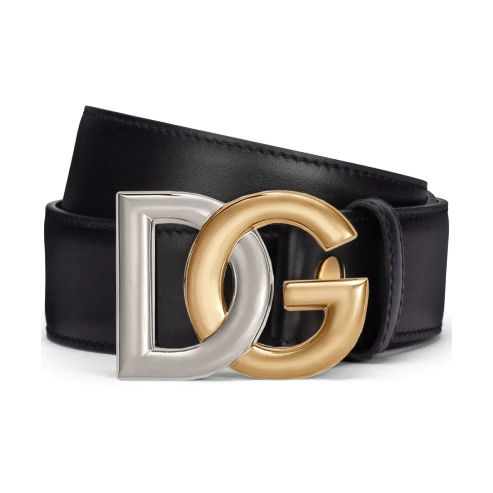 Dolce & Gabbana Logo-gesp leren riem in zwart Black Heren