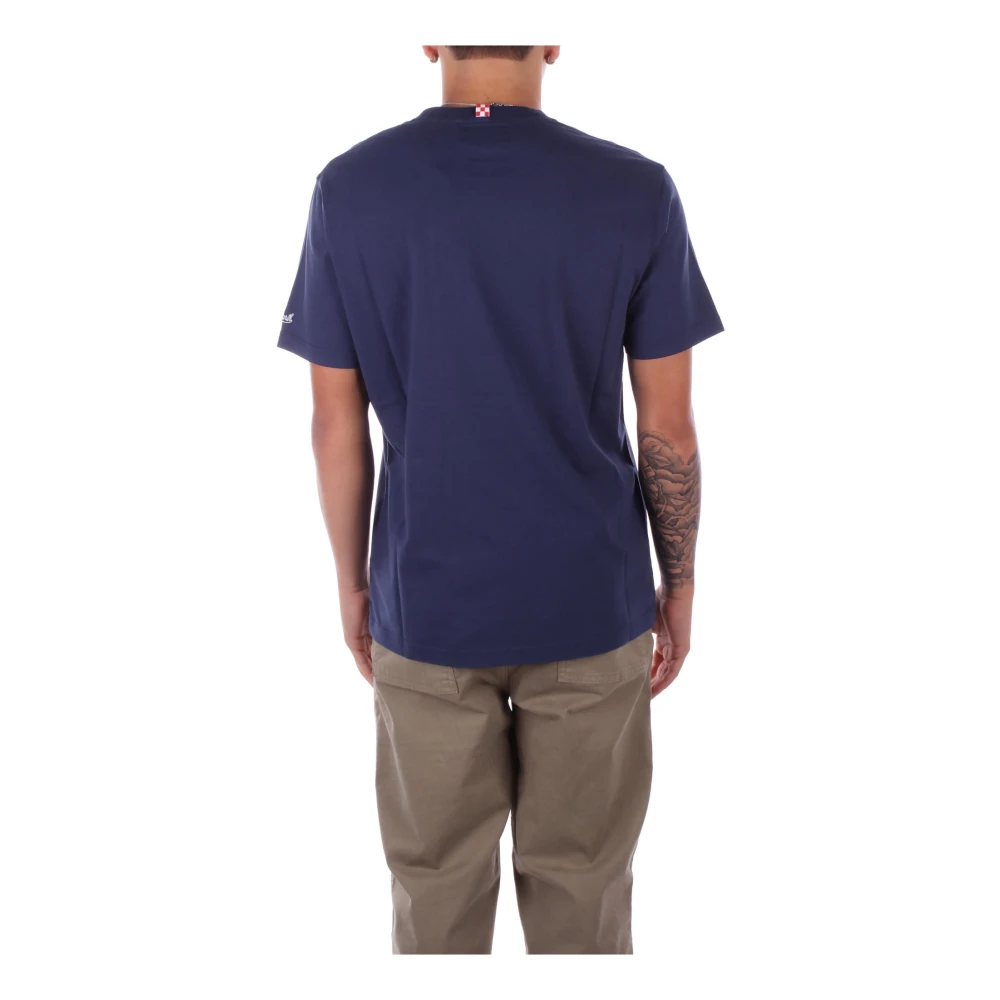 Saint Barth Logo Zij T-shirts en Polos Blue Heren