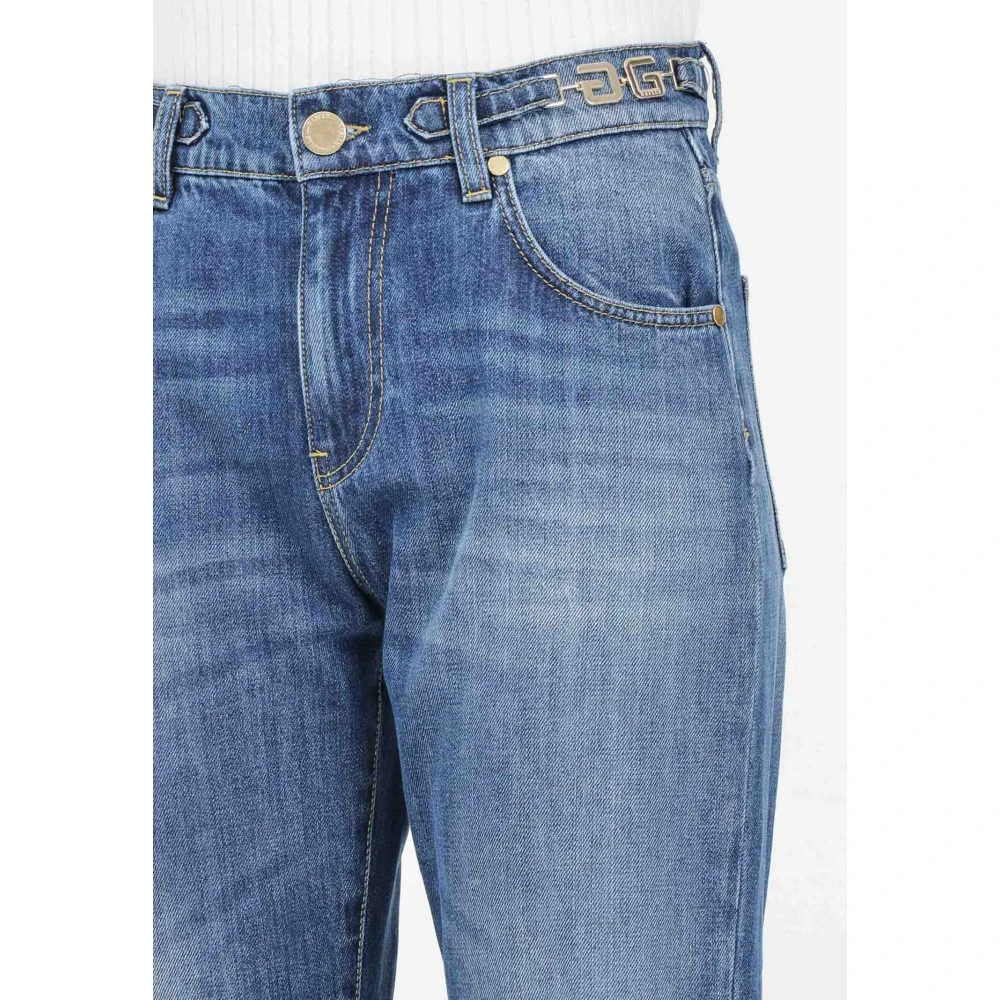 Gaëlle Paris Blauwe Gewassen Denim Jeans met Gouden Kettingriem Blue Dames