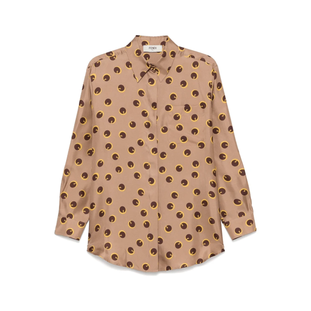 Fendi Zijden polka dot overhemd Brown Dames