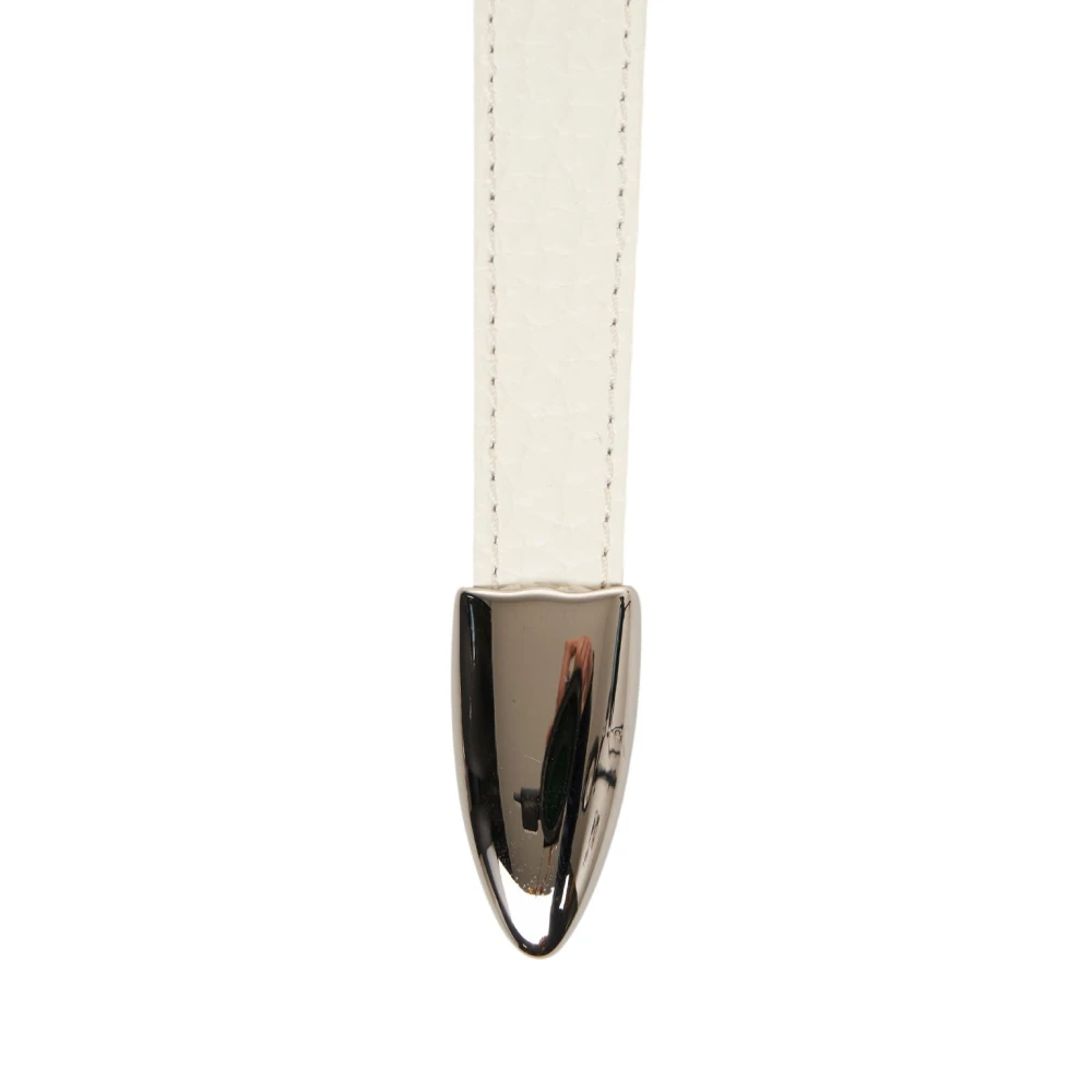 Orciani Witte Leren Riem Elegante Zilveren Accenten White Dames