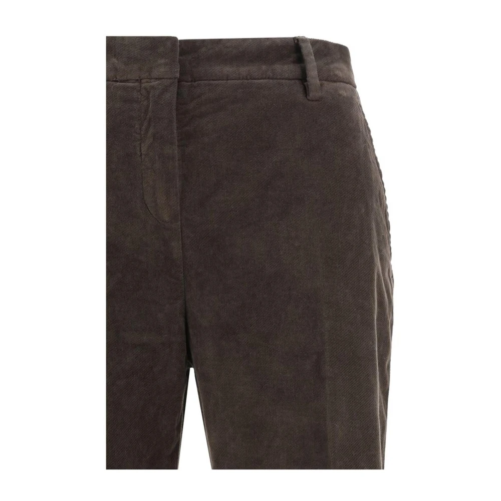 True Royal Fluweel Ontwerp Katoenen Broek met Sluiting Brown Dames