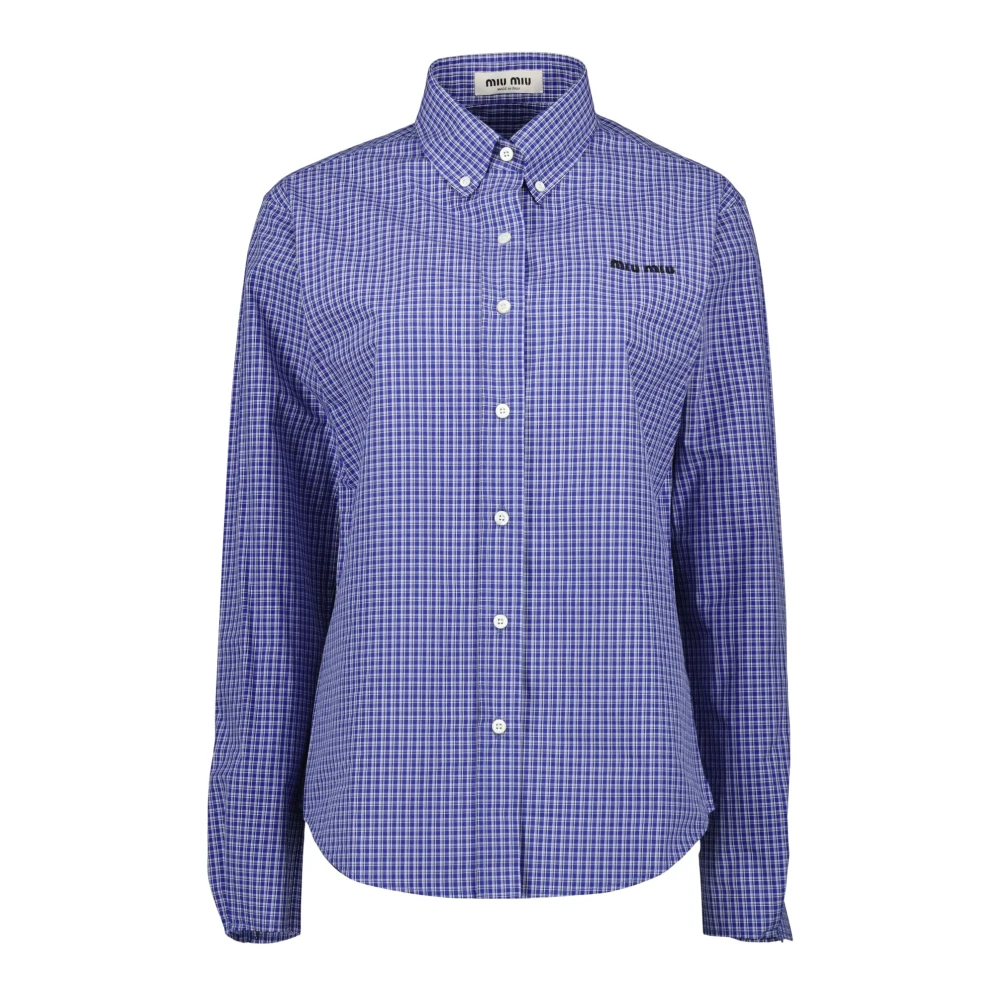 Miu Miu Women's Blue Shirts, 2XS, Checked Shirt