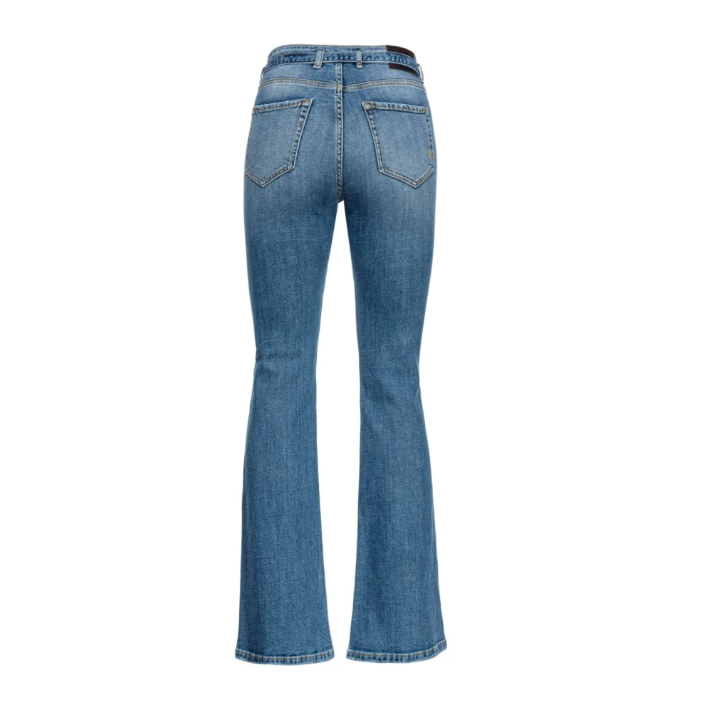 pinko Blauwe Denim Love Birds Jeans Blue Dames