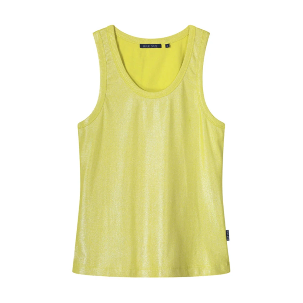 Summum Woman Mouwloze Geribbelde Tanktop Yellow Dames