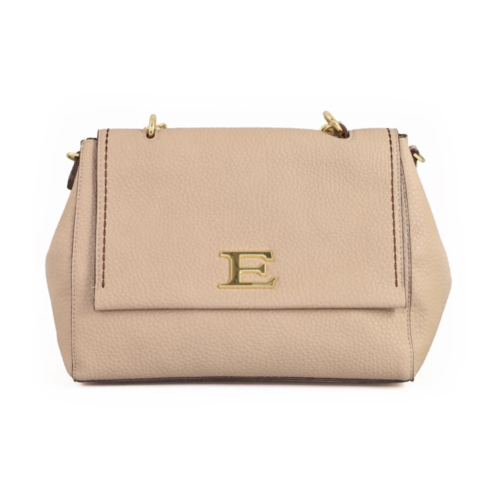 Ermanno Scervino Zachte Flap Schoudertas met Clip Beige Dames
