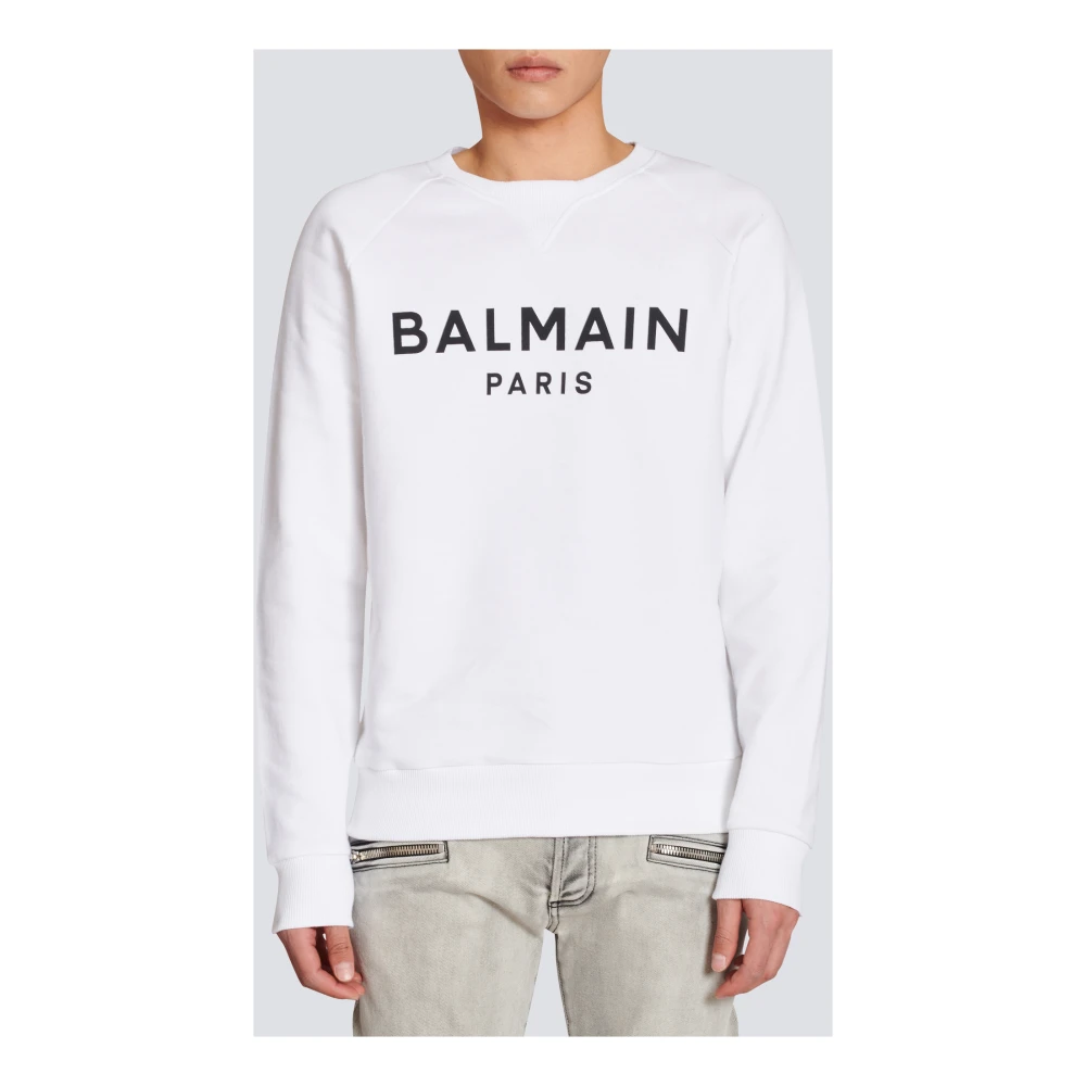 Balmain Katoenen bedrukte logo-sweatshirt White Heren