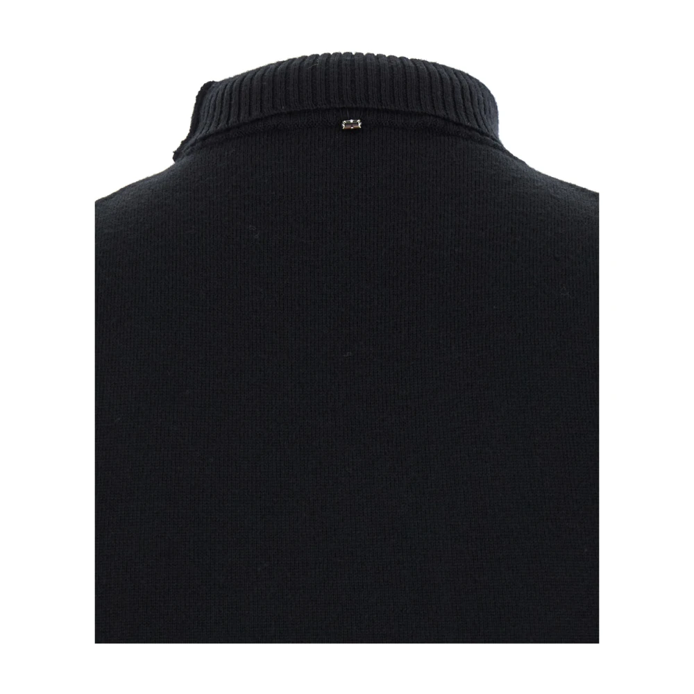 SPORTMAX Zwarte Wollen Mouwloze Geribbelde Top Black Dames