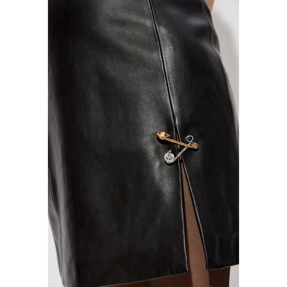 Versace Mouwloze leren jurk Black Dames