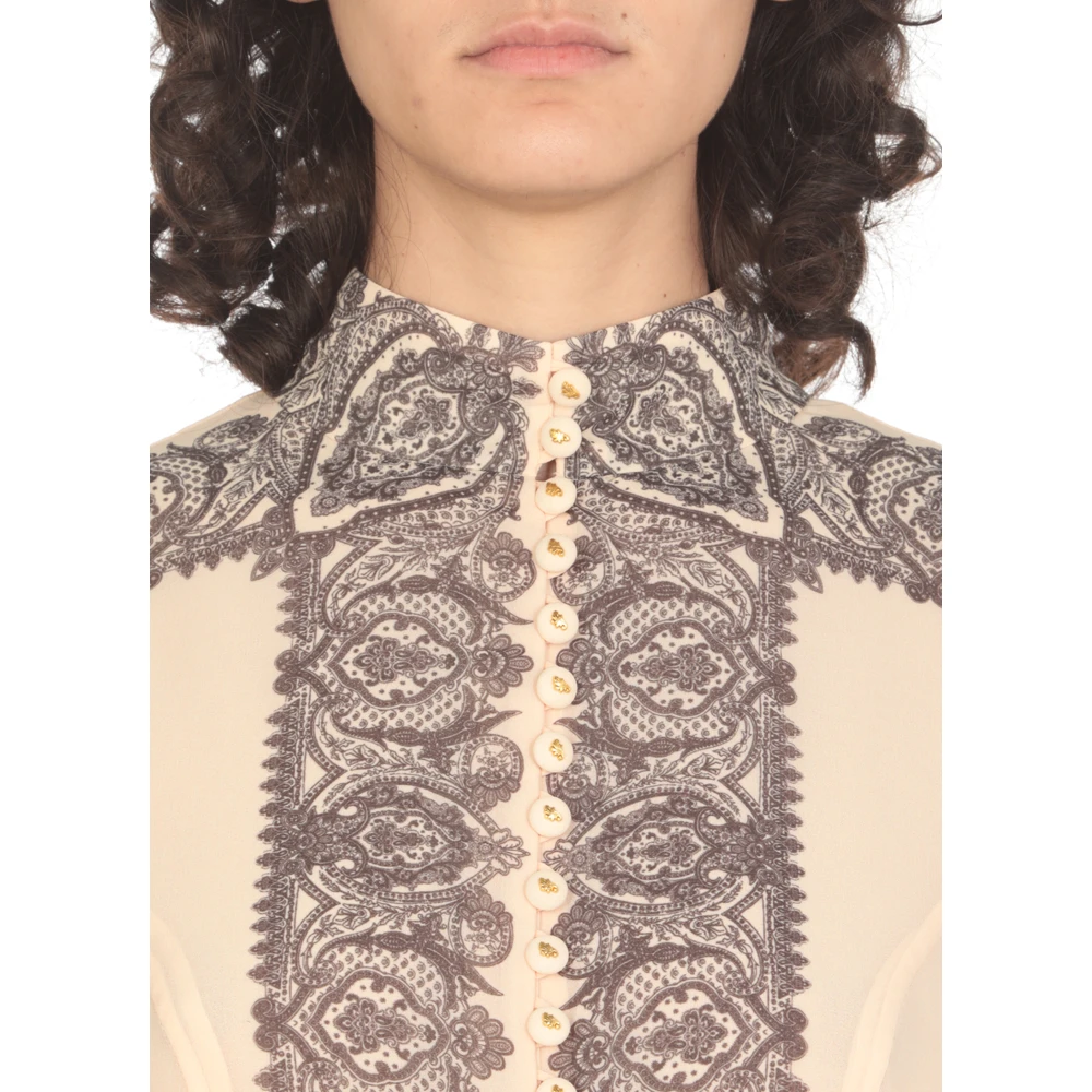 Zimmermann Blouse met contrasterend kleurpatroon Beige Dames