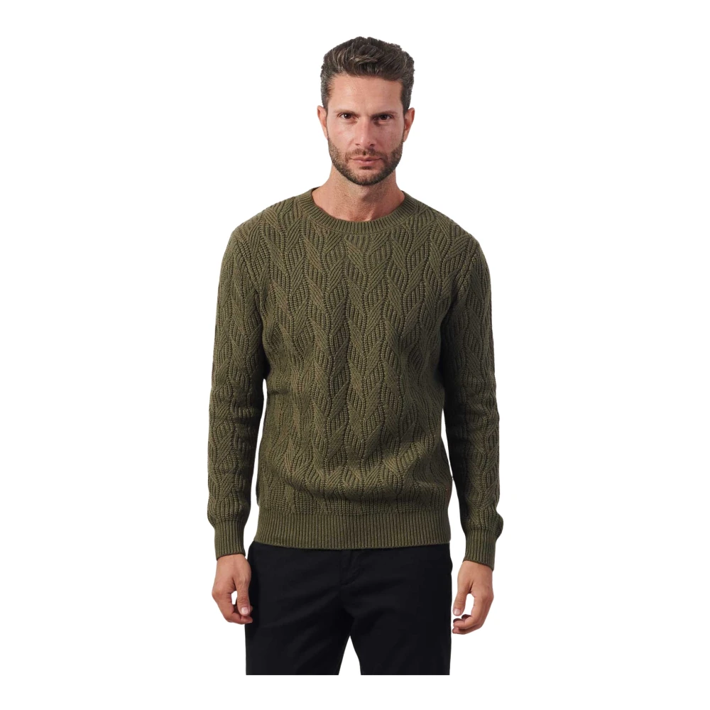 Guess Groene wollen trui met vlechten Green Heren