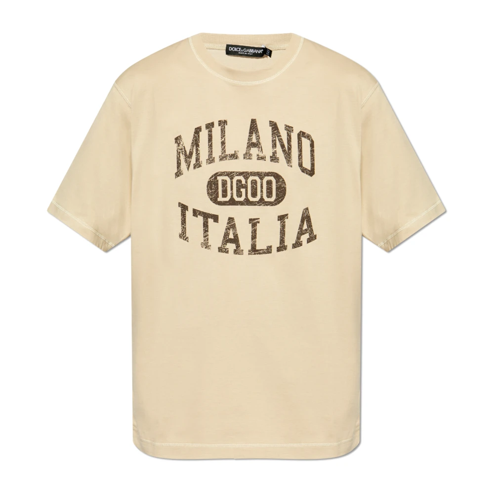Dolce & Gabbana Beige Katoenen T-shirt Beige Heren