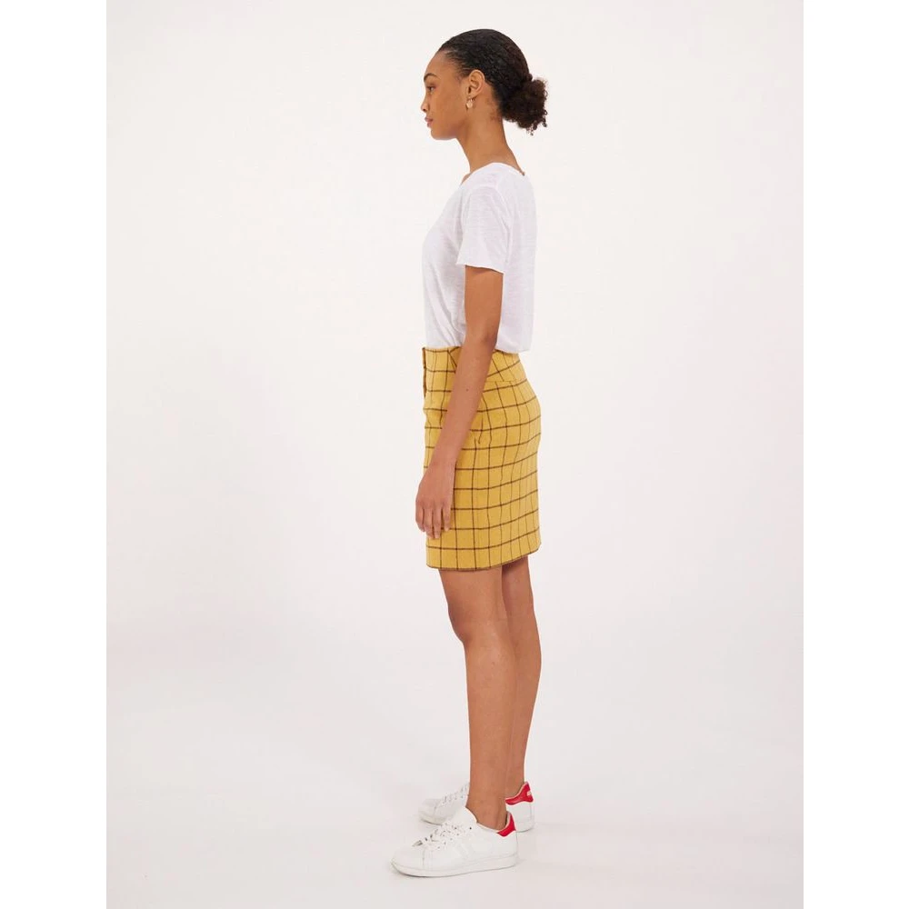 Ines De La Fressange Paris Moderne Geruite Wollen Rok Yellow Dames