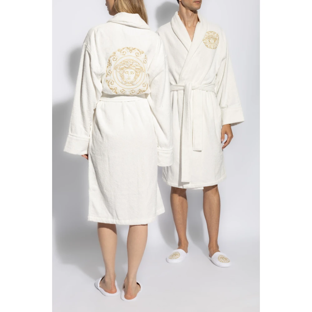 Versace Badjas met logo White Heren