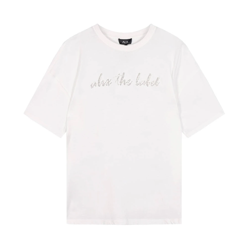 Alix The Label Geknoopte T-shirt met kralenwerk White Dames