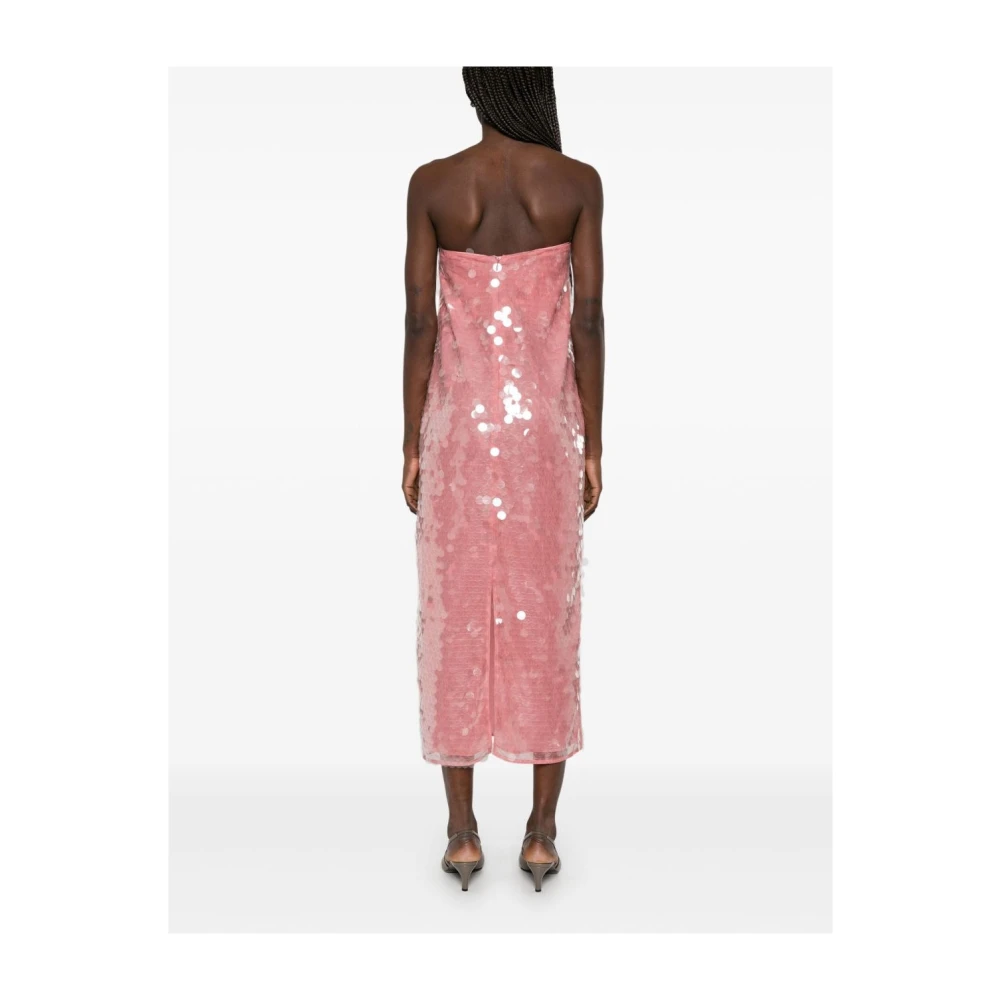Staud Pailletten Midi Jurk Pink Dames