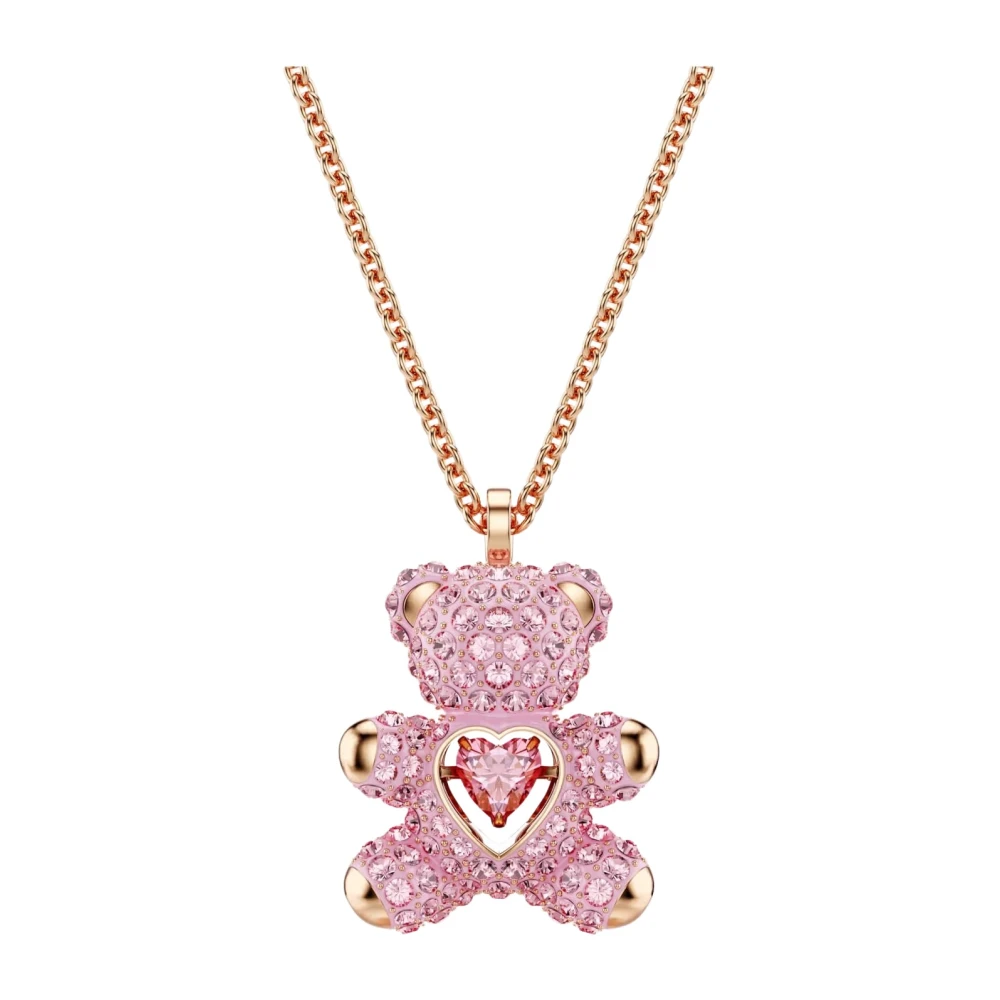 Swarovski Women's Pink Teddy Pendant Bear Rose Gold - Necklaces - One Size - Accessories