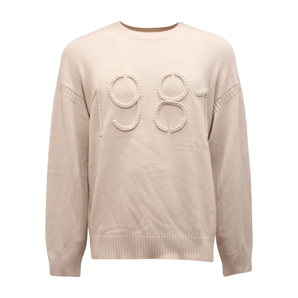 Armani Men's Beige Round-Neck Knitwear, S, Maglione Wool Jumper