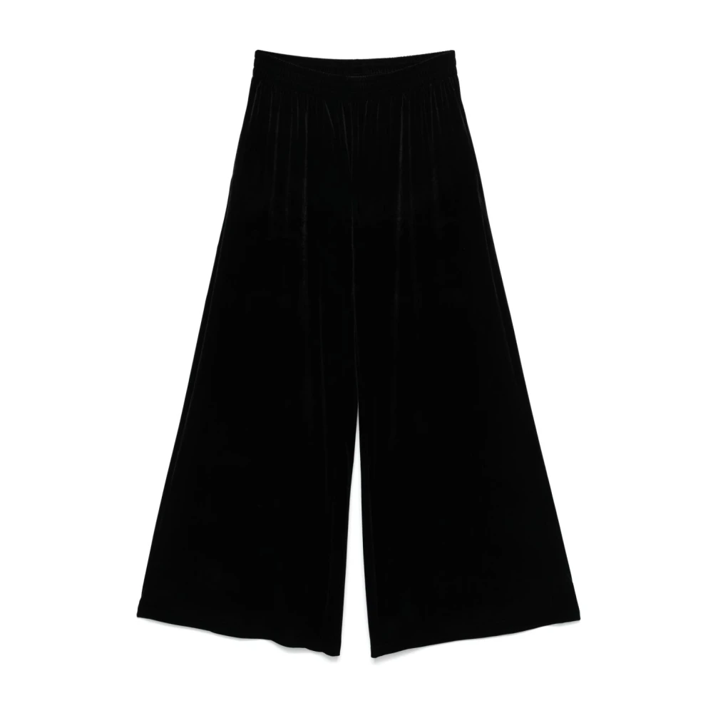 Norma Kamali Zwarte Wijde Pijp Broek met Elastische Tailleband Black Dames