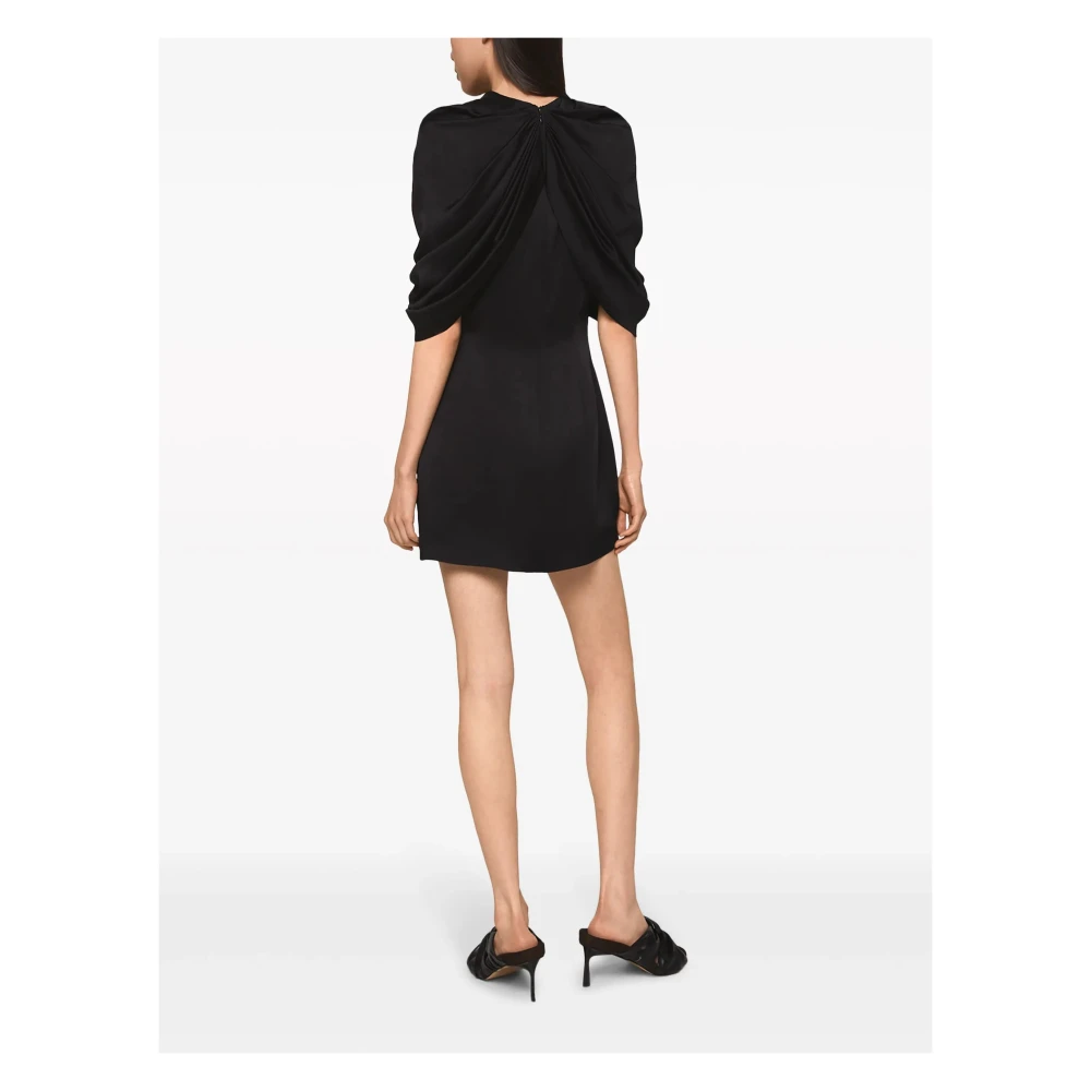 Stella Mccartney Gedrapeerde Satijnen Mini Jurk Black Dames