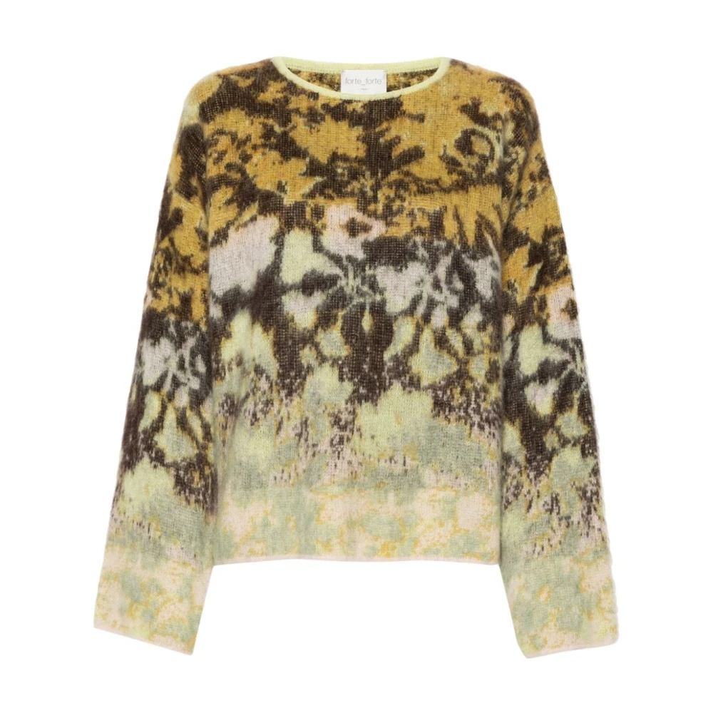 Forte Gebreide Jacquard Trui Groen Multikleur Multicolor Dames