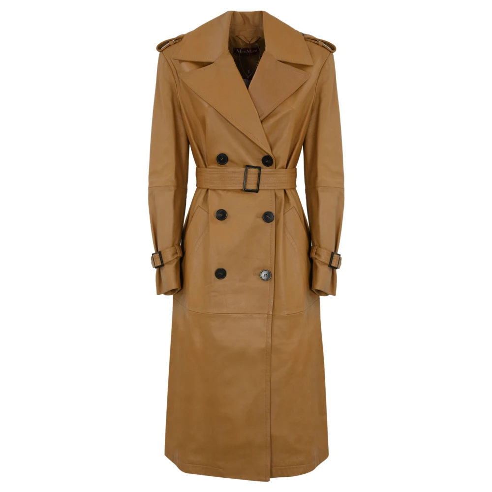 Max Mara Studio Bruine leren trenchcoat Brown Dames