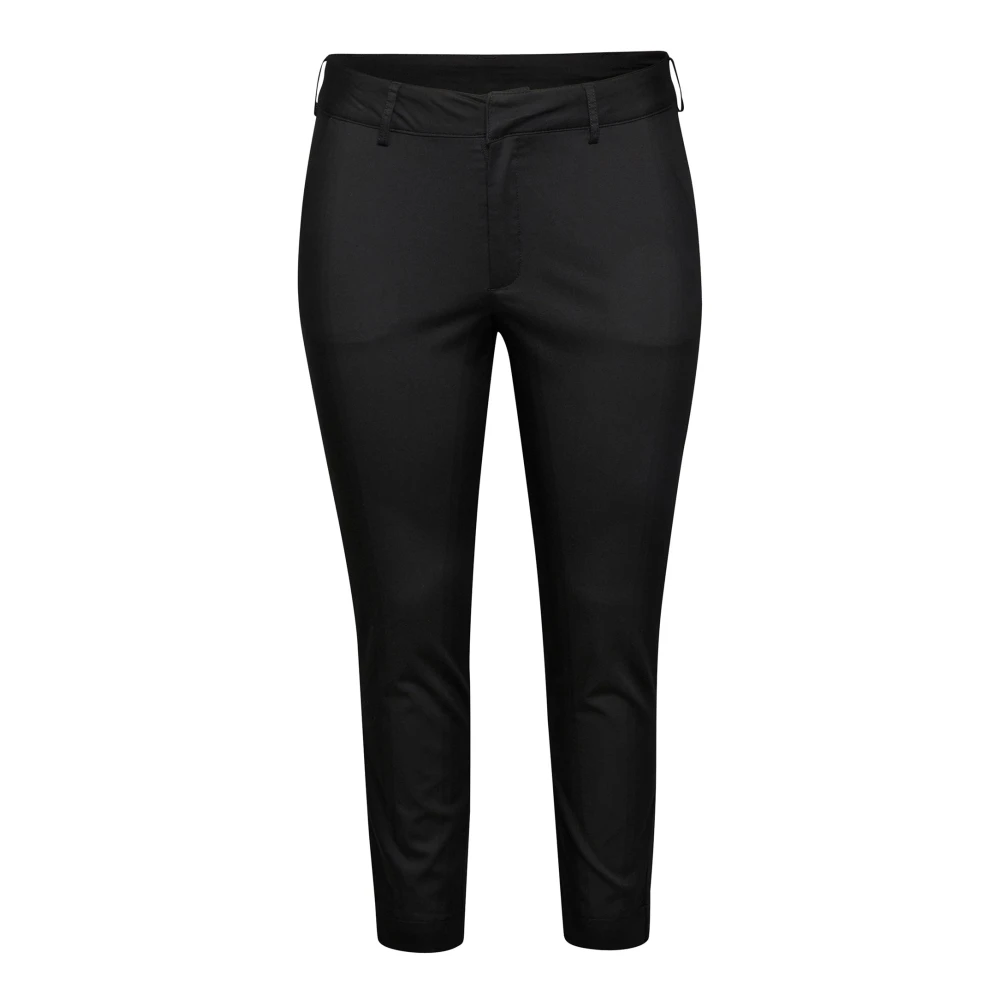 Kaffe Curve Women's Black Slim-Fit Trousers, 3XL, Deep Cropped Chino Trousers