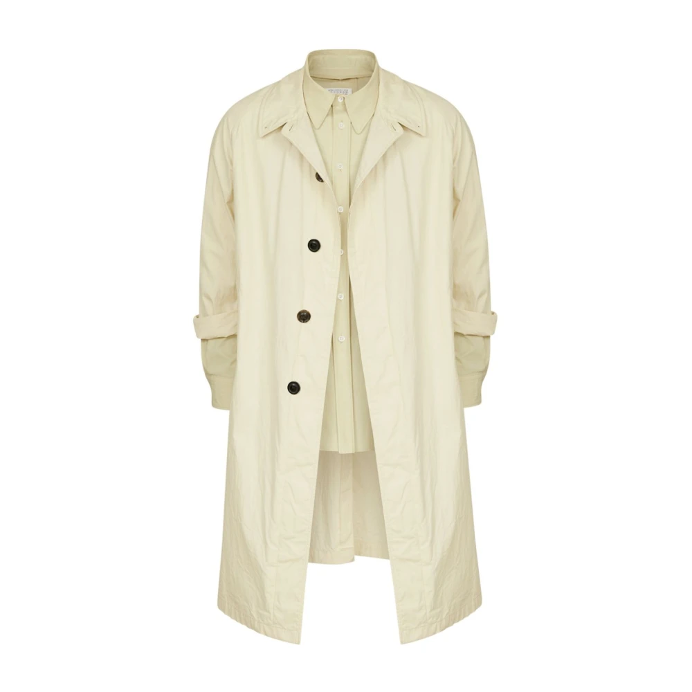 Maison Margiela Beige Katoenen Trenchcoat met Overhemdvoering Beige Heren