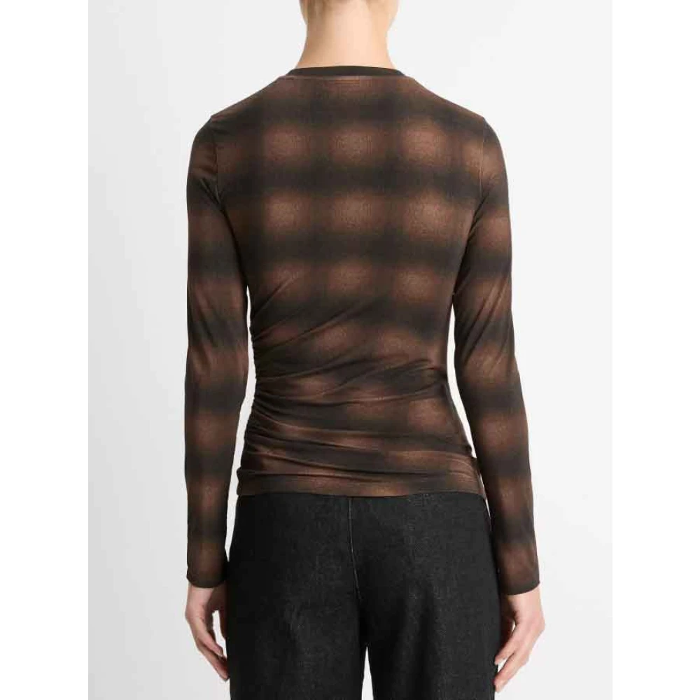 Vince Diepe Walnoot Side Drape Lange Mouw Brown Dames