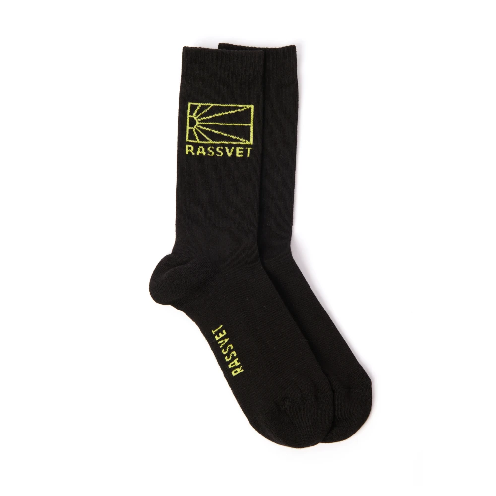 Rassvet Biologisch Katoen Logo Detail Gebreide Sokken Black Heren