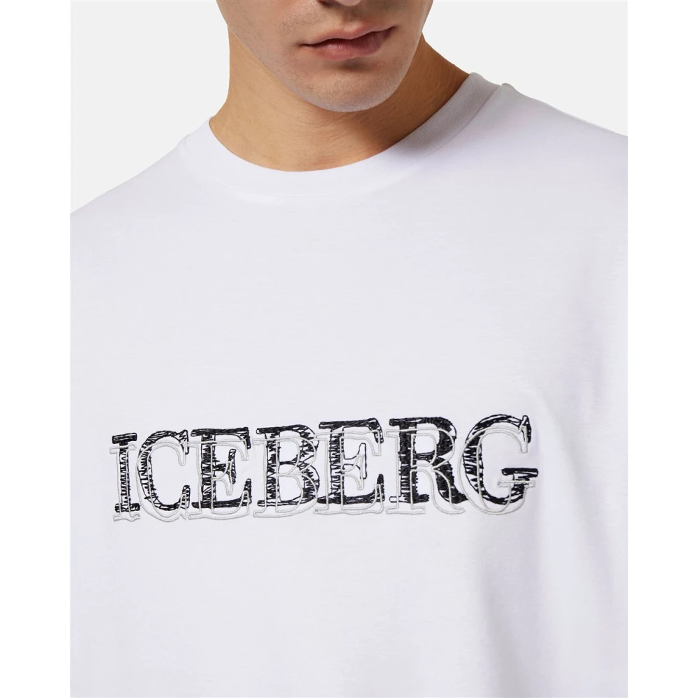 Iceberg Witte T-shirt met logo White Heren