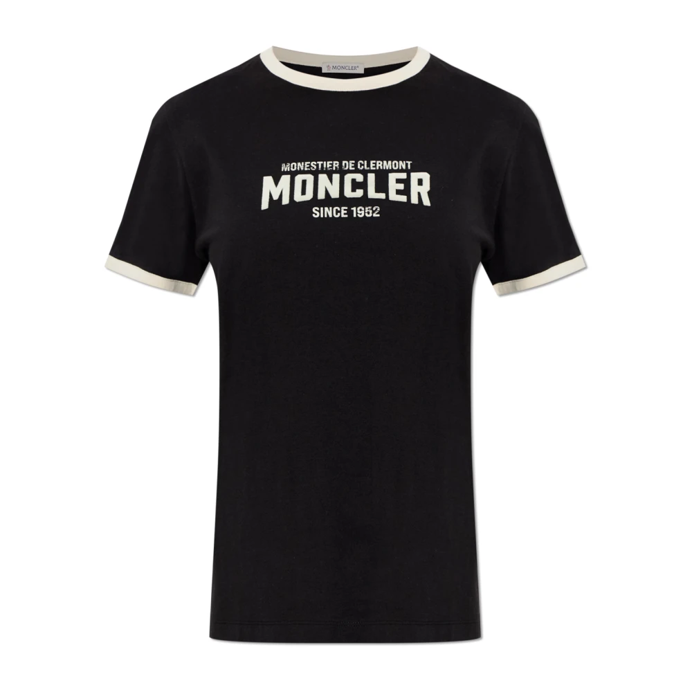 Moncler T-Shirts, Female, S, Logo T-Shirt Black