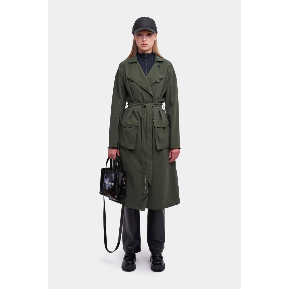 Stutterheim Matte Trenchcoat met Modern Design Green Dames