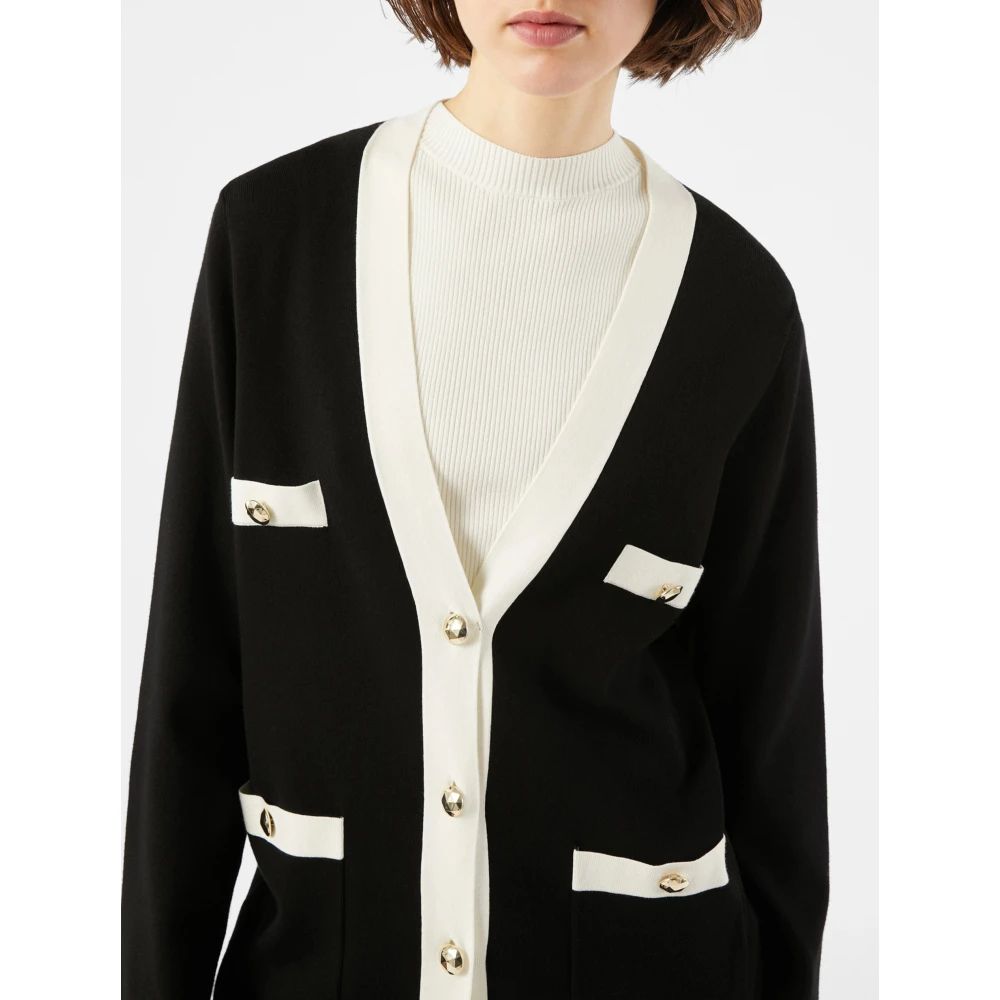 Pennyblack Contrastboord Cardigan Rovigo Stijl Black Dames