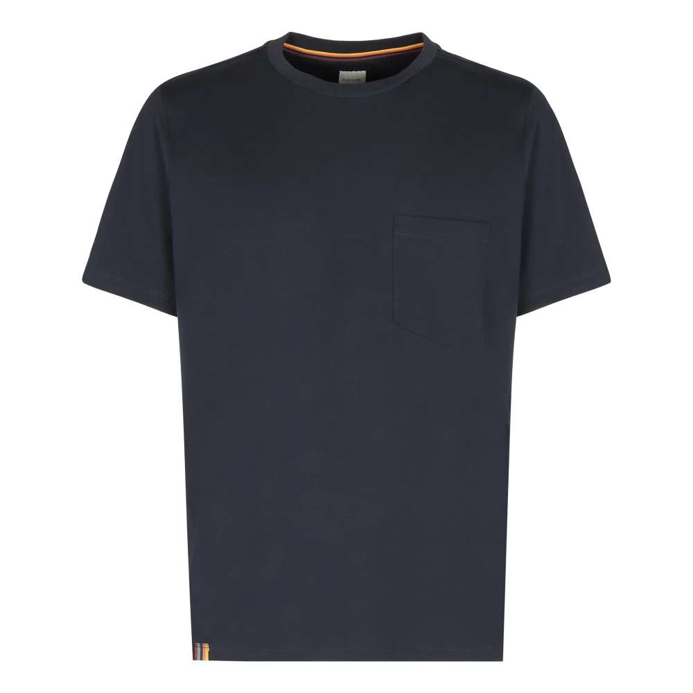 PS By Paul Smith Biologisch Katoenen Geribbelde T-shirt Blue Heren