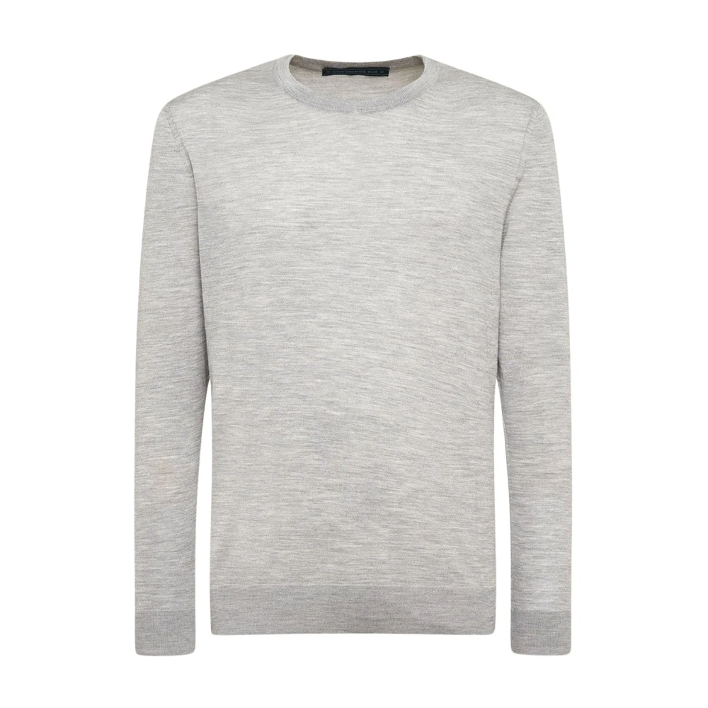 Kiton Lichtgrijze Wol Ronde Hals Pullover Gray Heren