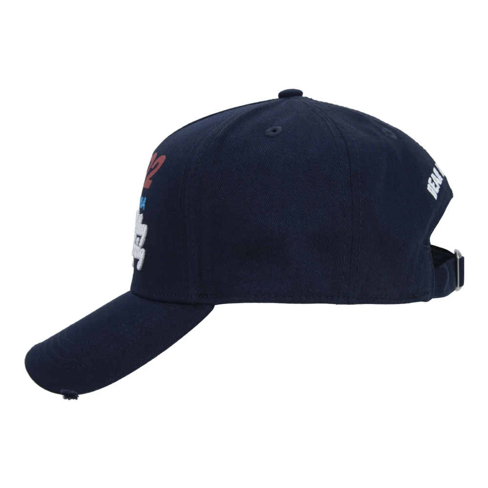 Dsquared2 Geborduurde baseballpet met gesp Blue Unisex