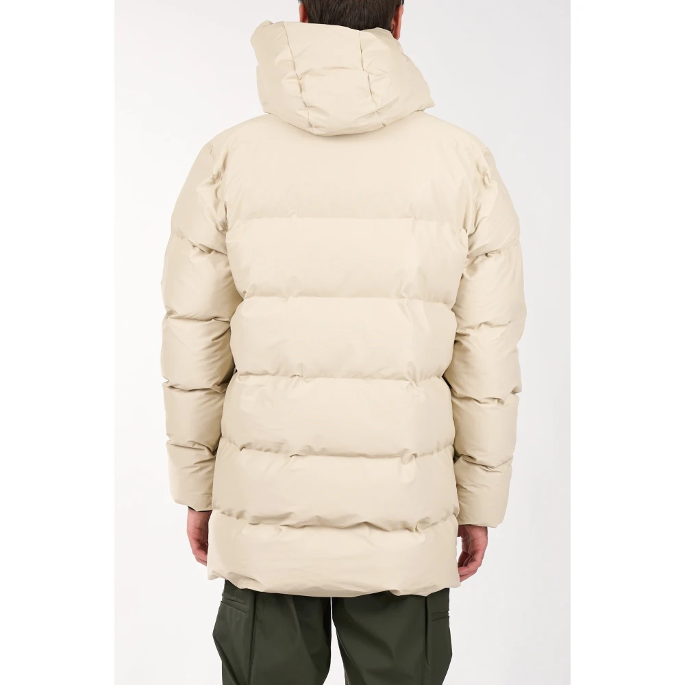 Rains Lange Puffer Cargo Jas Beige Heren