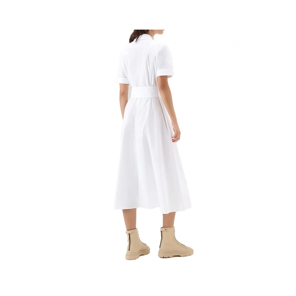 Woolrich Witte Katoenen Popeline Jurk met Kraag White Dames