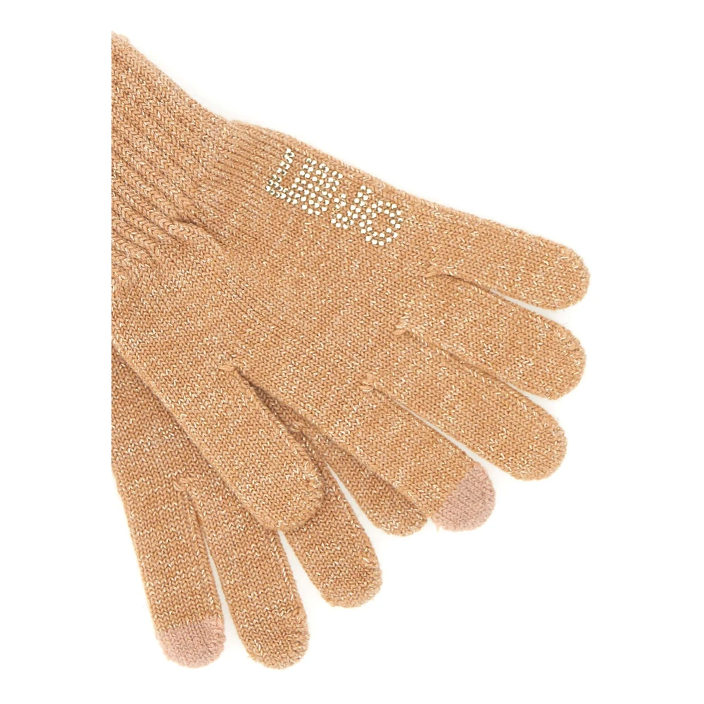 Liu Jo Wollen Camelhandschoenen met Strass Beige Dames