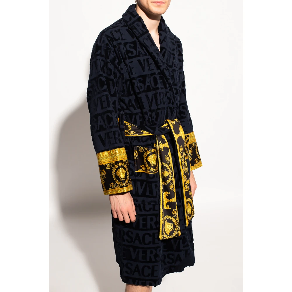 Versace Badjas met logo Blue Heren