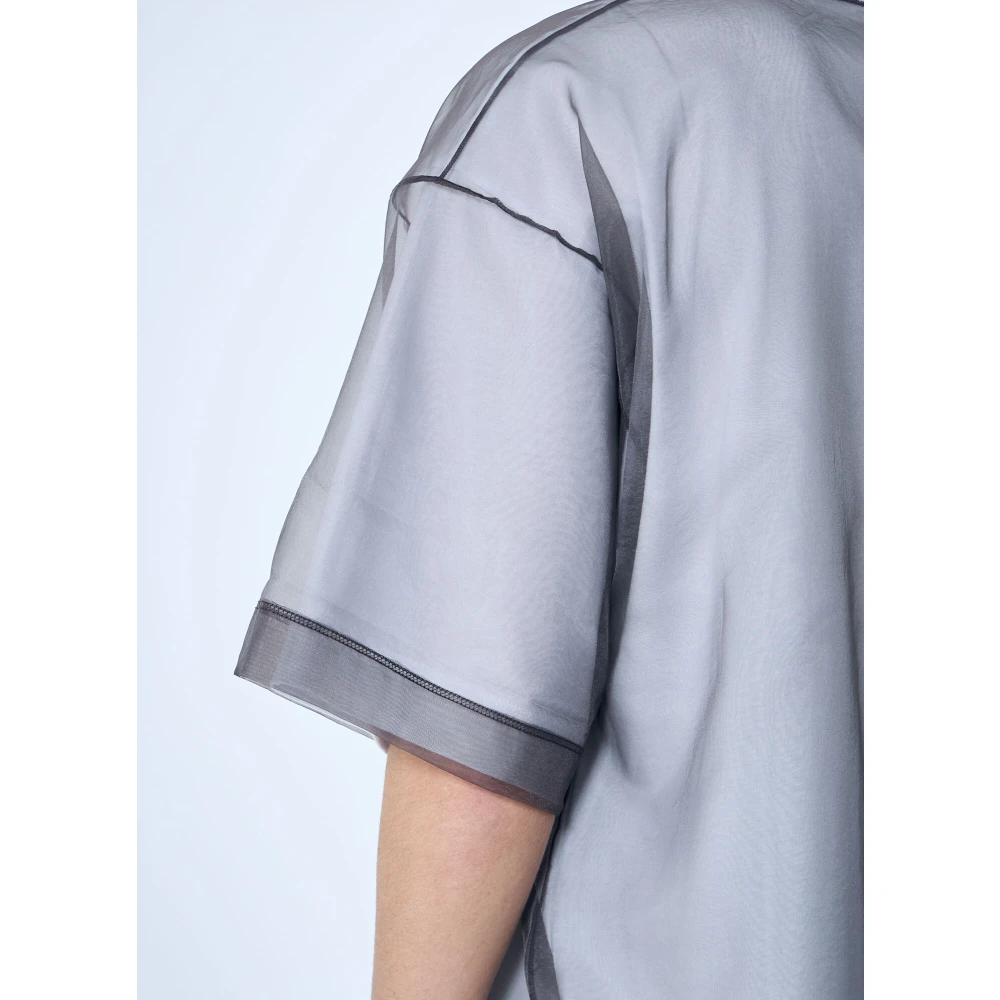Dries Van Noten Doorschijnende Overlay Crewneck T-Shirt Contrastpanelen White Heren
