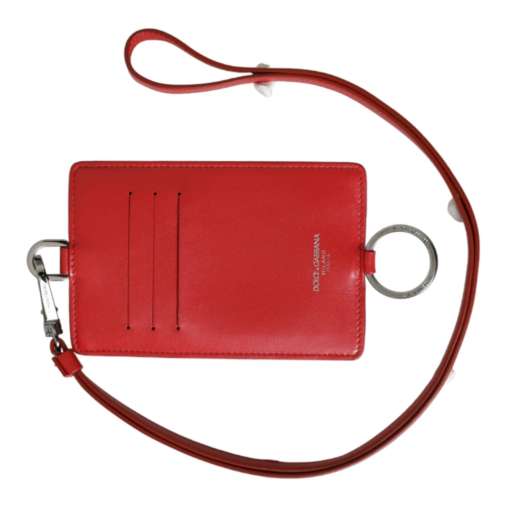Dolce & Gabbana Rode Leren Logo Kaarthouder Portemonnee Red Unisex