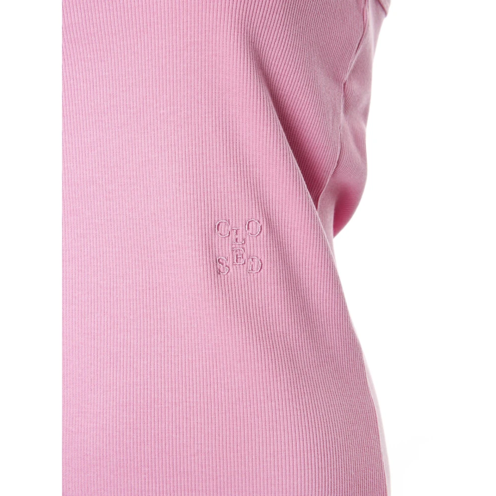 closed Racerback Geribbelde Tanktop Pink Dames