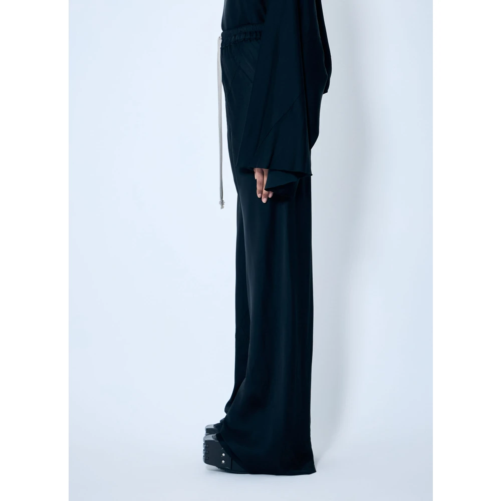 Rick Owens Satijnen Weefsel Panel Constructie Broek Black Dames