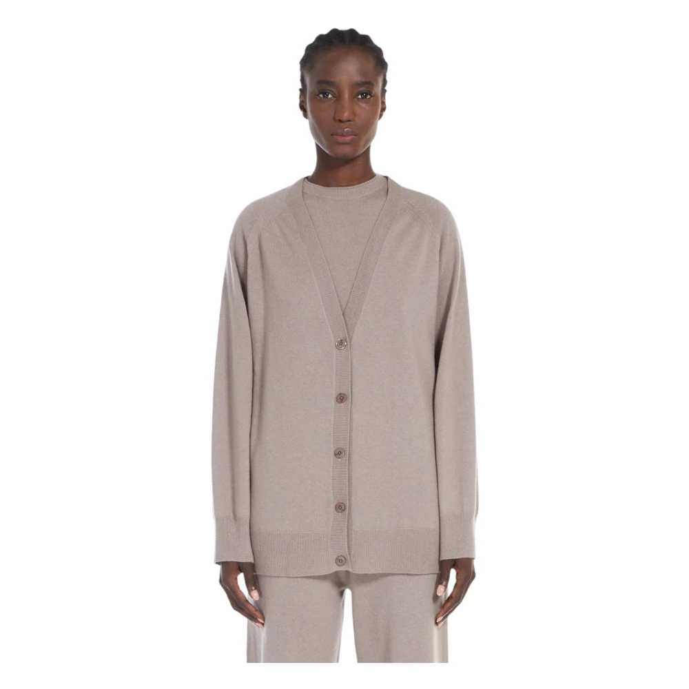 Max Mara Kashmir Oversized Cardigan i Taupe Gray, Dam