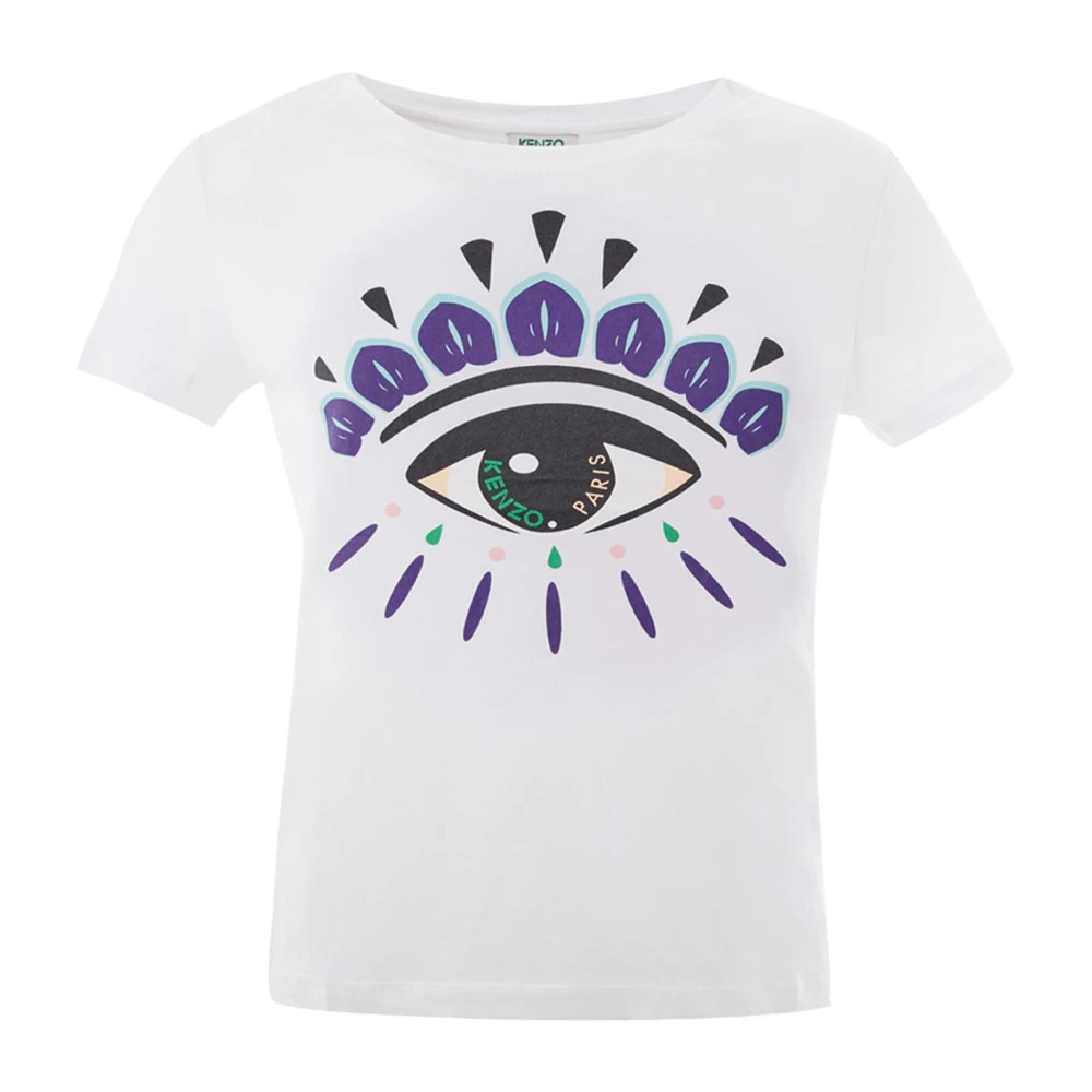 Kenzo Witte katoenen T-shirt met oogprint White Dames