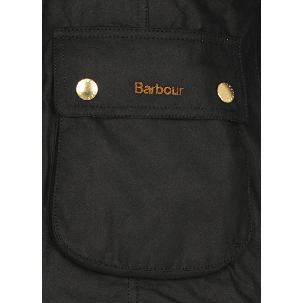 Barbour Zwarte Katoenen Jas met Corduroy Kraag Black Dames