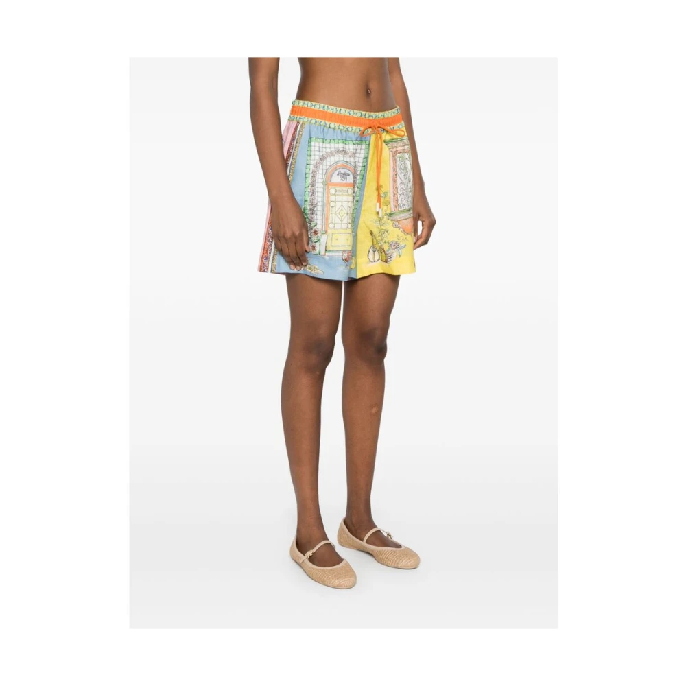 Alemais Kleur-Blok Linnen Shorts Multicolor Dames