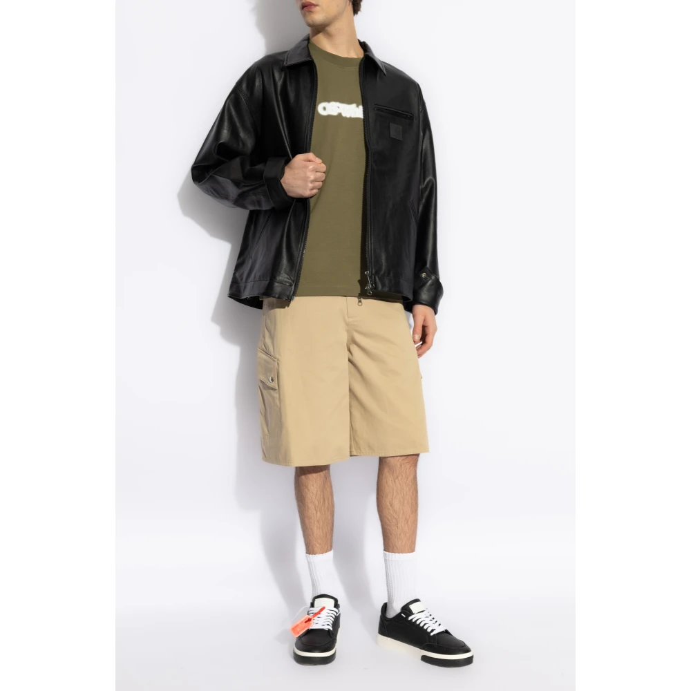 Off White T-shirt met print Green Heren